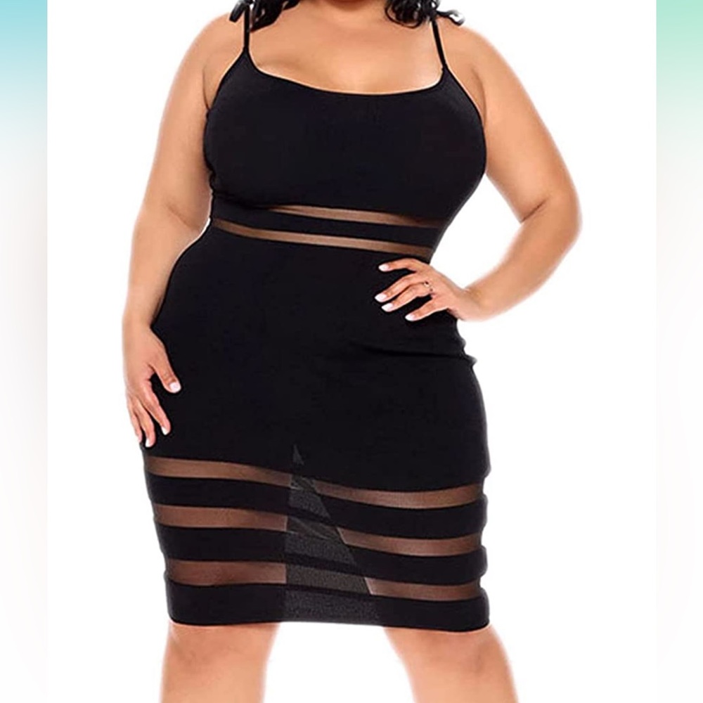 NWOT Black Mesh Party Dress